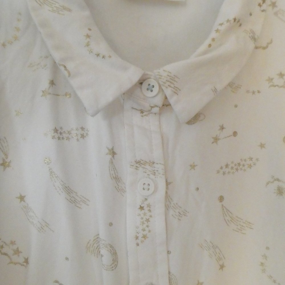 Mini Boden Gold Stars Galaxies Button-down Shirt Girls 15-16Y
